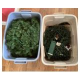 2 totes of Christmas greenery and lights