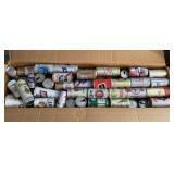 Large box of vintage beer cans