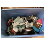 Tote with assorted misc. clean up lot