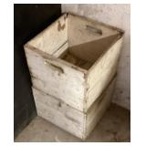 2 painted wood milk crates