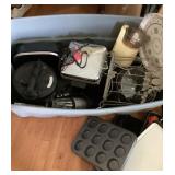 Large tote full of mostly kitchenware