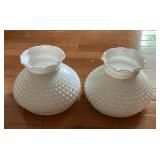 Milk glass hobnail lamp globes
