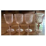 4 Pink Depression wine glasses