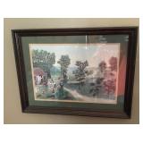 Framed Grandma Moses folk art print