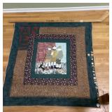 Qilted hockey wall hanging on hockey stick w/pins