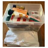 Tote of quilting supplies