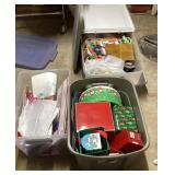 4 totes of Christmas bags, boxes & wrapping paper