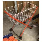 Vintage rolling laundry basket