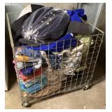 Rolling 36x36 metal basket full of soft goods