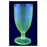 Green Depression uranium glass water tumbler