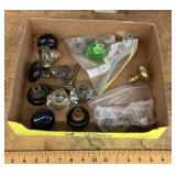 Flat of vintage door knobs and hardware