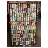 Beer cans in wood display