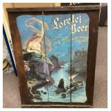Lorelei Beer plaque --paper on wood 18x24
