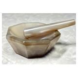 Agate apothecary mortar and pestle --3' dia.