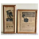 2 vintage radio ads printed on coppertone metal