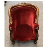 Child-sized velvet armchair