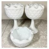 3 Indiana Glass 'Quilted Diamond' vases