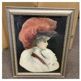 Framed Harrison Fisher illustration print 13x16