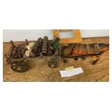 Cast iron horse drawn beer wagon