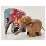 Danish teak and painted folk art elephants