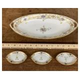 Hand painted Nippon dish and salts