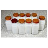 10 Griffith milk glass spice jars