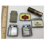 5 cigarette lighters and a match holder