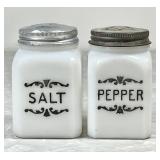 Vintage milk glass salt and pepper shakers