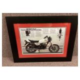 Framed Yamaha motorcycle advertising 18x24