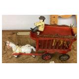 Cast iron Overland Circus wagon with tiger