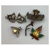 Sterling silver brooches