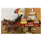 Cast iron horse-drawn Coca-Cola wagon
