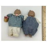 2 porcelain bear figurines with soft bodies