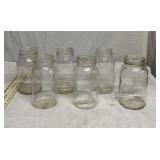 5 Atlas, 1 Ball quart canning jars