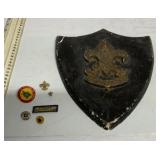 Boy Scouts of America plaque and pins