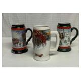 3 Budweiser holiday beer steins