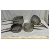 4 old metal pots