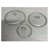 3 glass pot lids