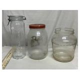 3 old glass jars