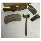 Awl head, axe head, pins, wedge