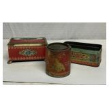 3 vintage metal tins