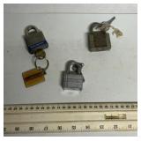 3 padlocks with keys