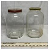 2 old glass gallon jars