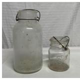 2 glass canning jars with wire