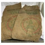 2 vintage burlap seed bags-Missouri grown