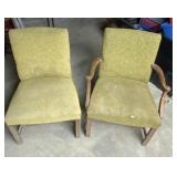 2 green vintage chairs