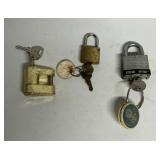 3 padlocks with keys