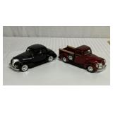 Toy 1939 Chevrolet coupe and 1940 Ford truck