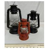 3 kerosene lanterns