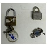 3 padlocks with keys